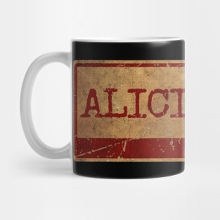 Aliska, simple text red gold retro, alicia keys Mug